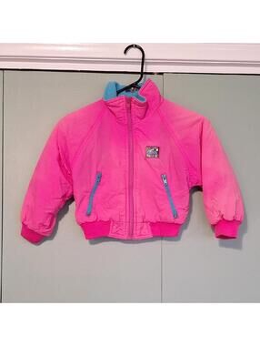 Vintage London Fog Neon Pink And Blue Kids Winter Coat Size 4t